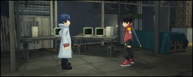 The hero talking to a tinker in a workshop
